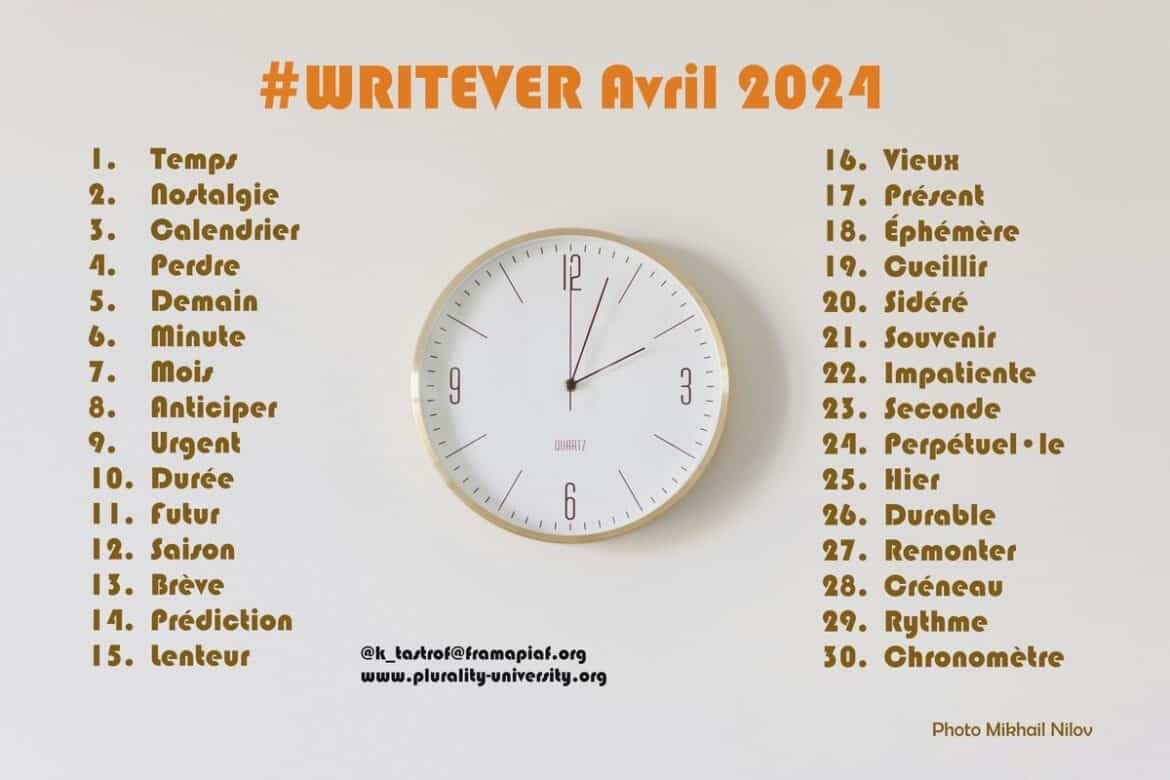 Défi d’écriture Writever d’avril 2024 : les consignes