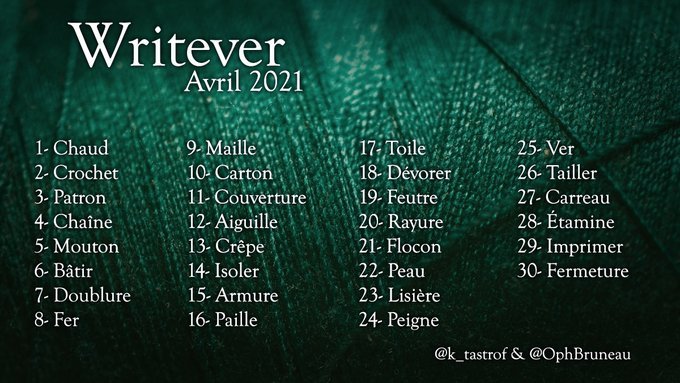 Défi d’écriture Writever d’avril 2021 : les consignes