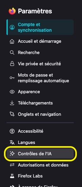 Comment accéder aux Contrôles de l'IA embarquées dans Firefox