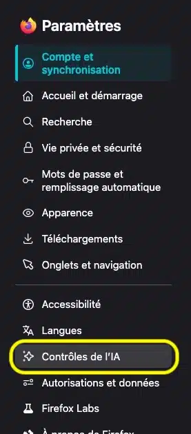 Comment accéder aux Contrôles de l'IA embarquées dans Firefox